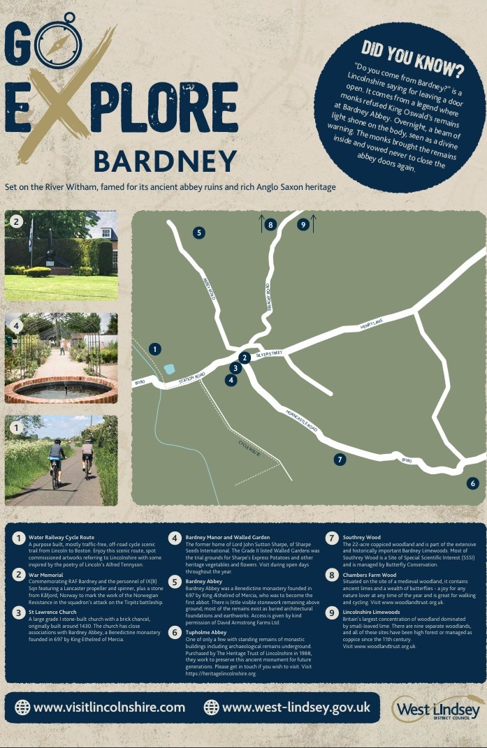 Map showing places in Bardney